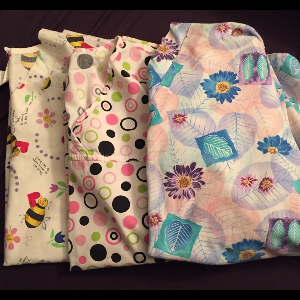 Size Medium Spring-Themed Scrub Tops